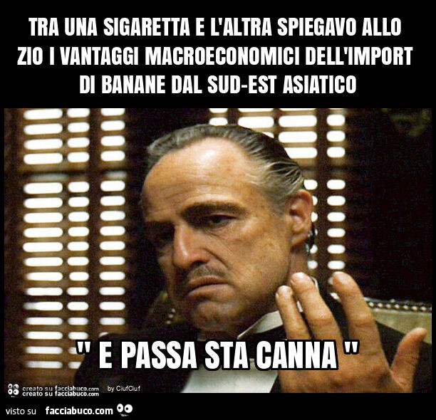 Tra una sigaretta e l'altra spiegavo allo zio i vantaggi macroeconomici dell'import di banane dal sud-est asiatico