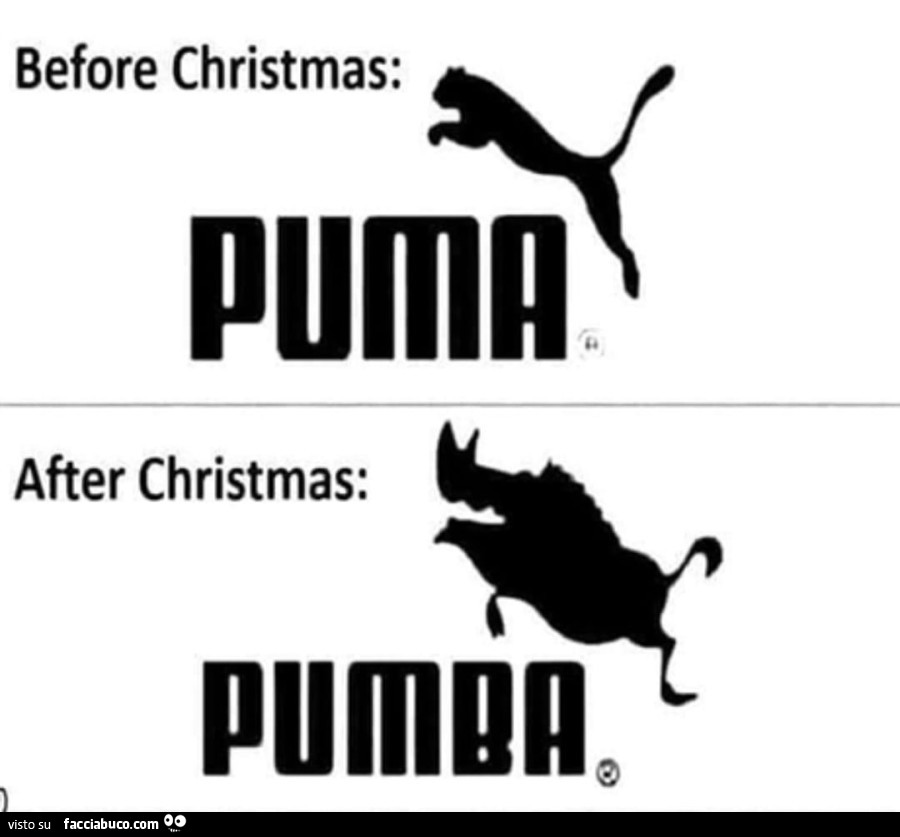Before christmas: Puma. After christmas Pumba