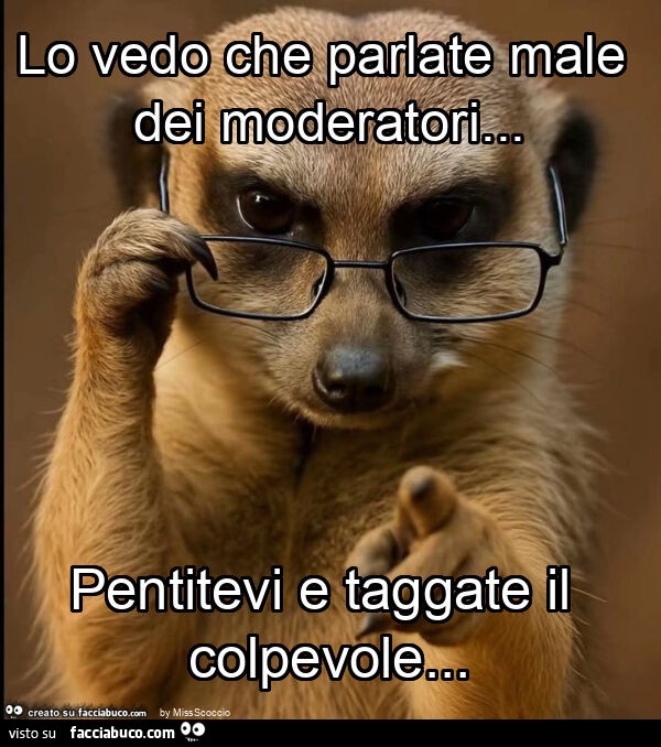 Lo vedo che parlate male dei moderatori&hellip; pentitevi e taggate il colpevole
