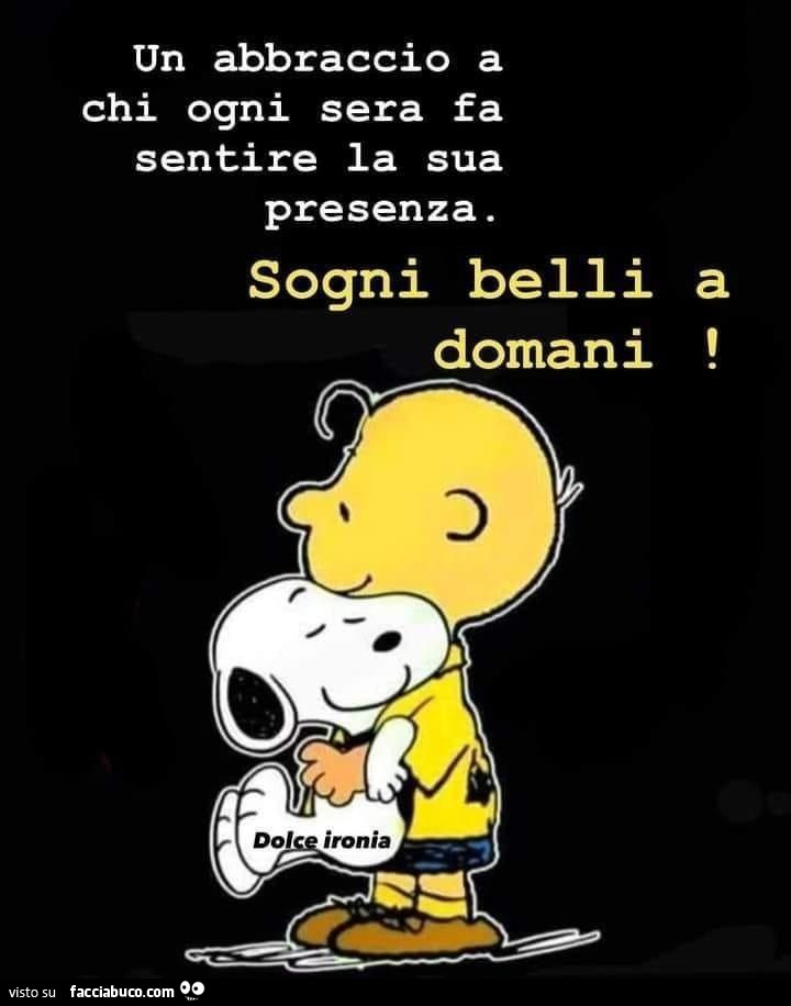 Un abbraccio a chi ogni sera fa sentire la sua presenza. Sogni belli a domani