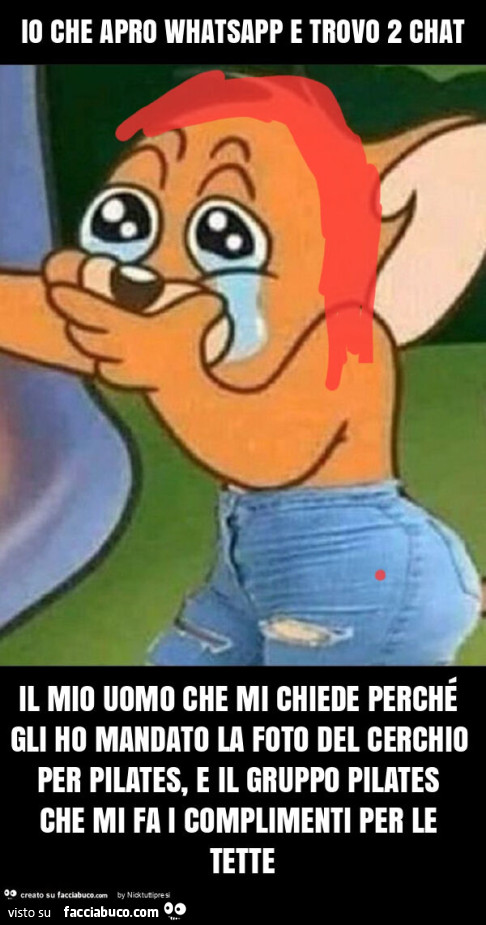 Io che apro whatsapp e trovo 2 chat il mio uomo che mi chiede perché gli ho mandato la foto del cerchio per pilates, e il gruppo pilates che mi fa i complimenti per le tette