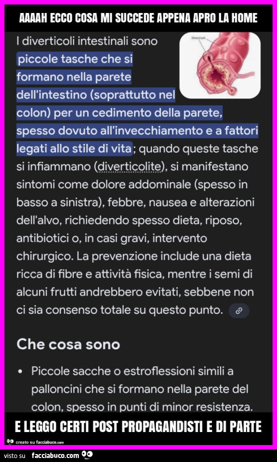 Aaaah ecco cosa mi succede appena apro la home e leggo certi post propagandisti e di parte