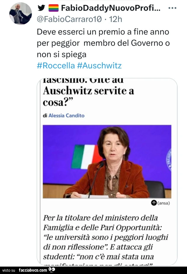 Deve esserci un premio a fine anno per peggior membro del governo o non si spiega