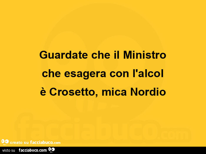 Guardate che il ministro che esagera con l'alcol è crosetto, mica nordio