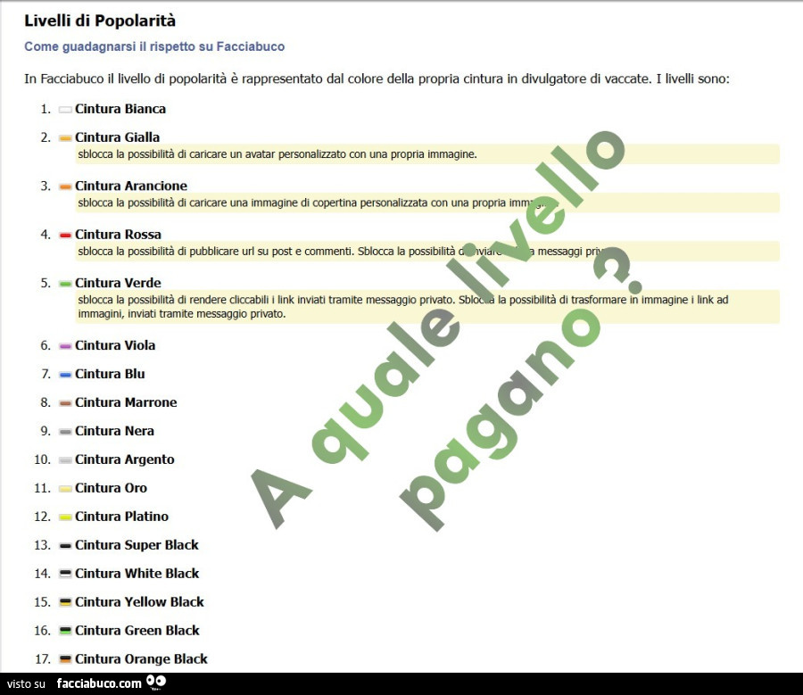 A quale livello pagano?