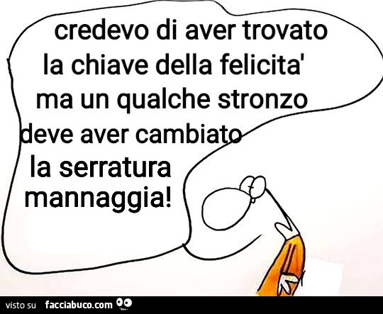 Credevo di aver trovato la chiave della felicità ma un qualche stronzo deve aver cambiato la serratura mannaggia