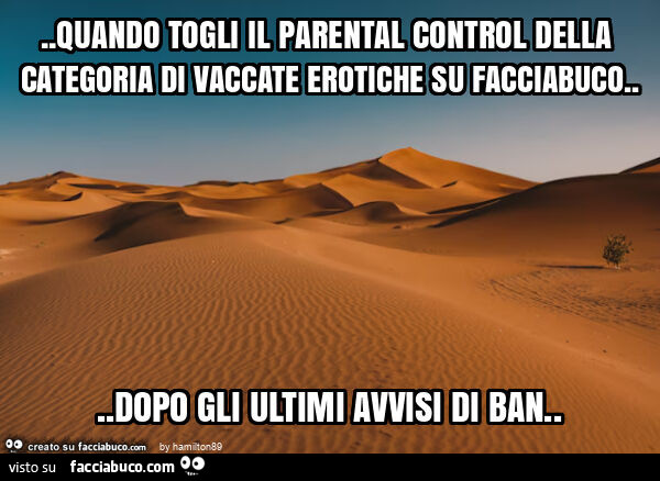 Quando togli il parental control della categoria di vaccate erotiche su facciabuco&hellip; dopo gli ultimi avvisi di ban