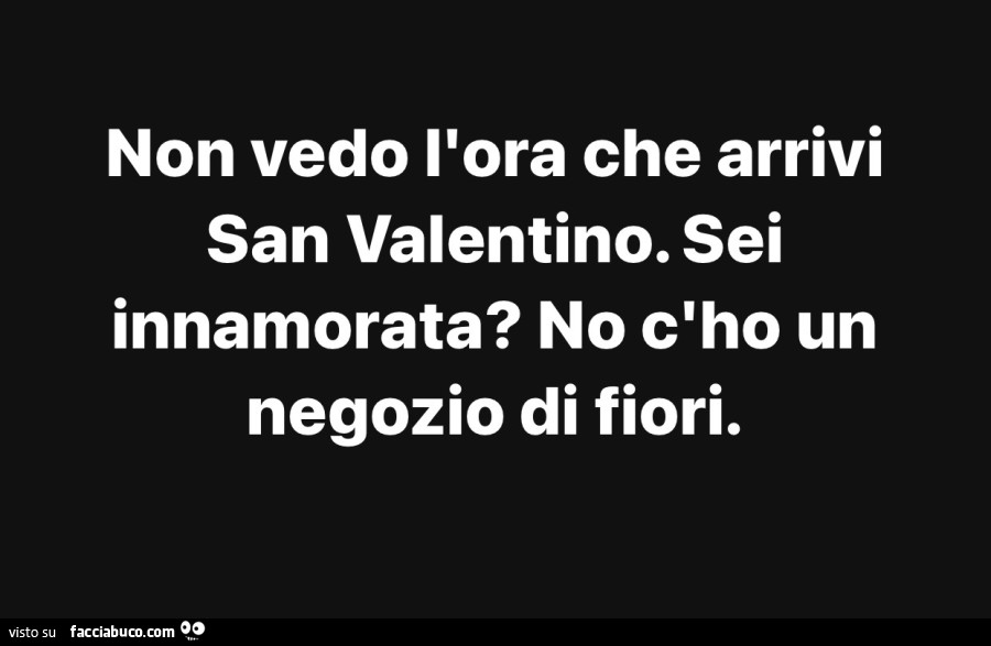 Non vedo l'ora che arrivi san valentino. Sei innamorata? No c'ho un negozio di fiori