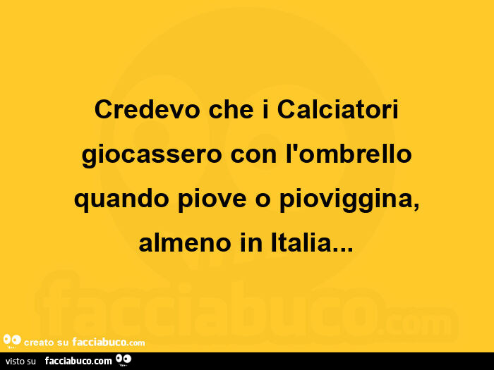 Credevo che i calciatori giocassero con l'ombrello quando piove o pioviggina, almeno in italia
