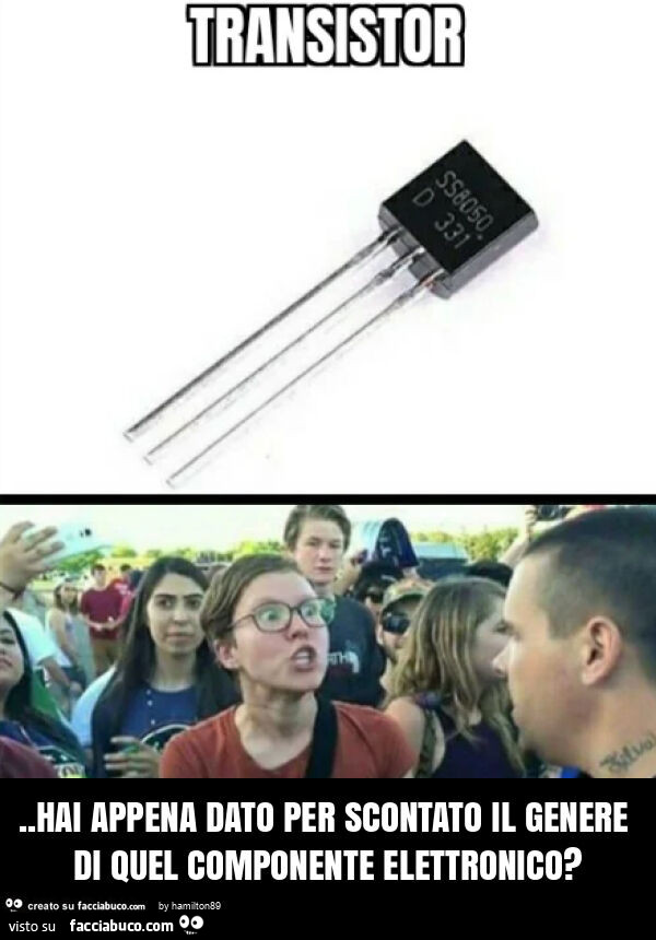 Hai appena dato per scontato il genere di quel componente elettronico?