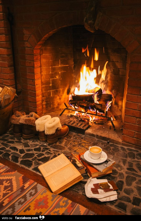 Libro e camino acceso