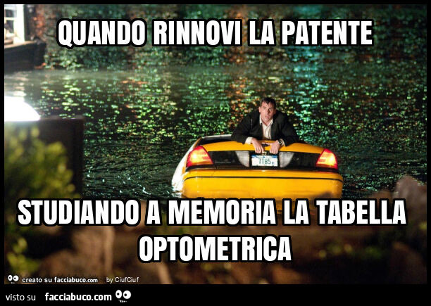 Quando rinnovi la patente studiando a memoria la tabella optometrica