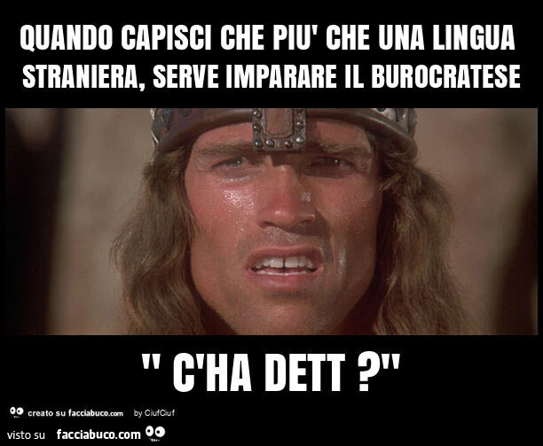 Quando capisci che più che una lingua straniera, serve imparare il burocratese " c'ha dett? "