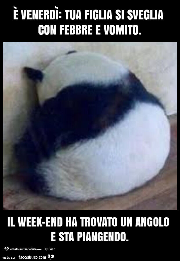 È venerdì: tua figlia si sveglia con febbre e vomito. Il week-end ha trovato un angolo e sta piangendo