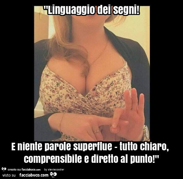 "linguaggio dei segni! E niente parole superflue – tutto chiaro, comprensibile e diretto al punto! "