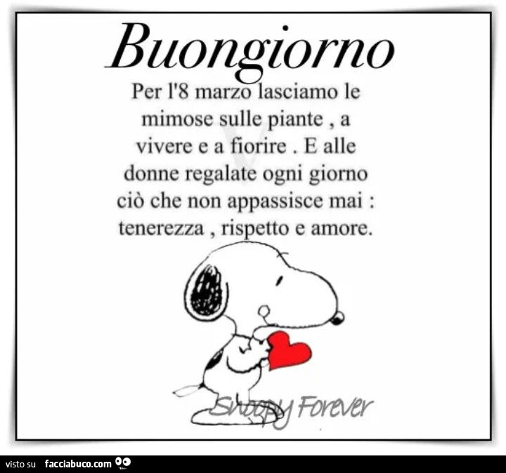 Buongiorno per l'8 marzo lasciamo le mimose sulle piante, a vivere e a fiorire