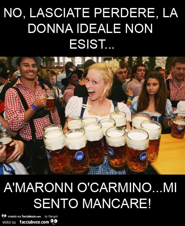 No, lasciate perdere, la donna ideale non esist… àmaronn òcarmino… mi sento mancare