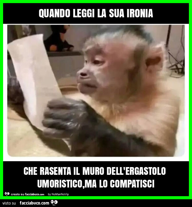 Quando leggi la sua ironia che rasenta il muro dell'ergastolo umoristico, ma lo compatisci