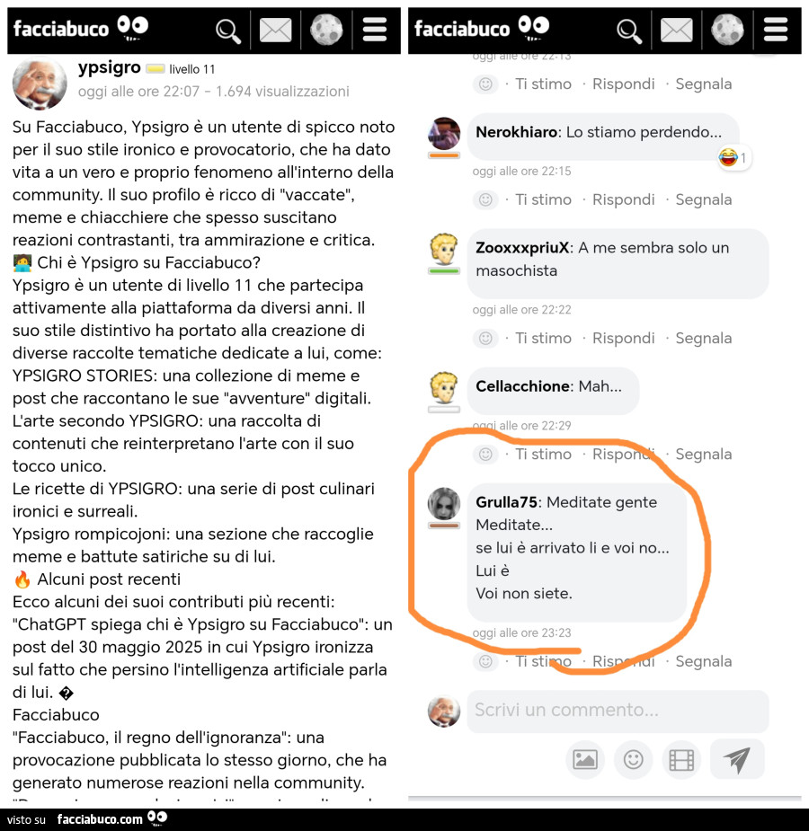 Meditate gente… meditate… se lui รจ arrivato li e voi no… lui รจ… voi non siete
