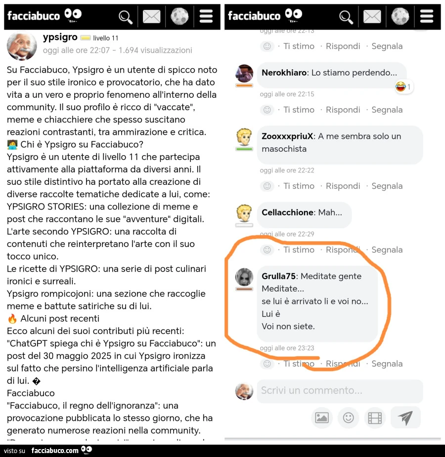Meditate gente… meditate… se lui รจ arrivato li e voi no… lui รจ… voi non siete