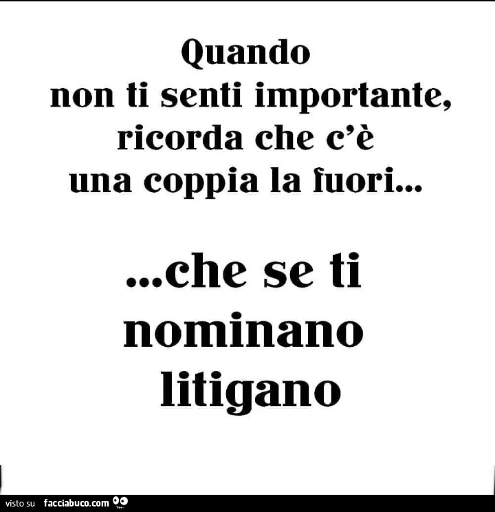 Quando non ti senti importante, ricorda che c'è una coppia la fuori… che se ti nominano litigano
