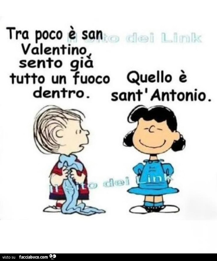Tra poco è san valentino sento gia tutto un fuoco dentro. Quello è Sant' antonio