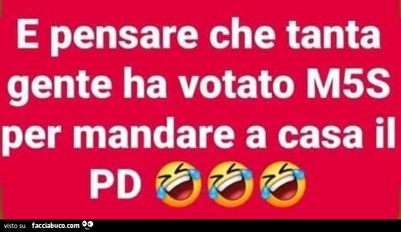 E pensare che tanta gente ha votato m5s per mandare a casa il PD