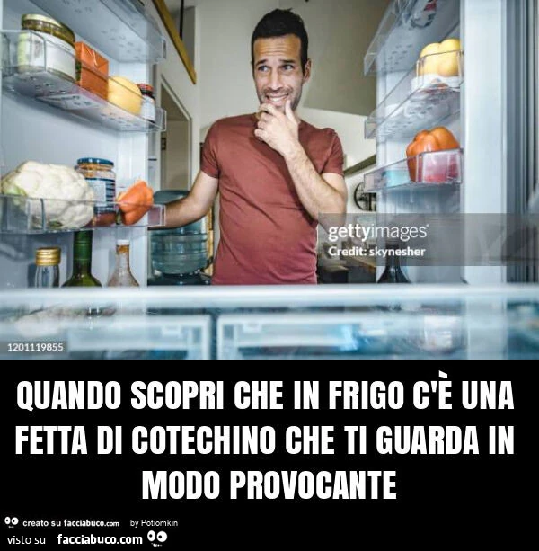 Quando scopri che in frigo c'è una fetta di cotechino che ti guarda in modo provocante
