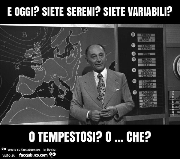 E oggi? Siete sereni? Siete variabili? O tempestosi? O… che?