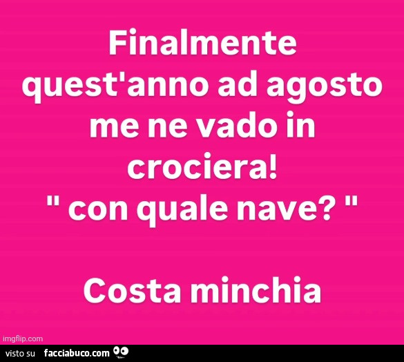 Finalmente quest'anno ad agosto me ne vado in crociera! Con quale nave? Costa minchia