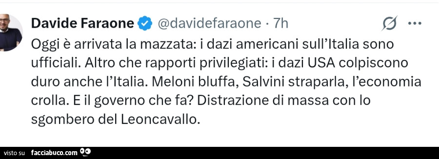 Oggi è arrivata la mazzata: i dazi americani sull'italia sono ufficiali. Altro che rapporti privilegiati