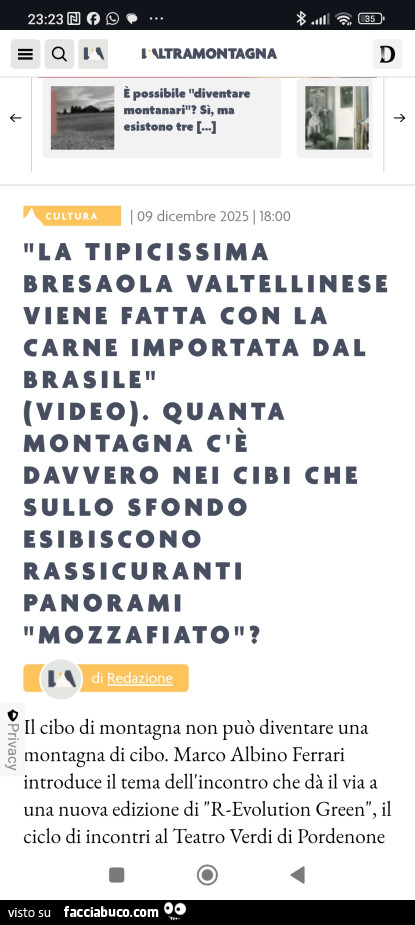 La tipicissima bresaola valtellinese viene fatta con la carne importata dal brasile