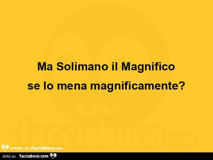 Ma solimano il magnifico se lo mena magnificamente?