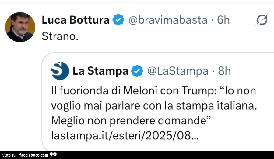 Il fuorionda di meloni con trump: io non voglio mai parlare con la stampa italiana. Meglio non prendere domande