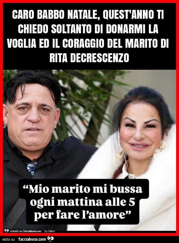 Caro babbo natale, quest'anno ti chiedo soltanto di donarmi la voglia ed il coraggio del marito di rita decrescenzo