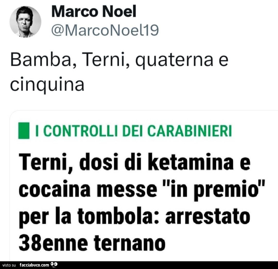 Bamba, terni, quaterna e cinquina. Terni, dosi di ketamina e cocaina messe in premio per la tombola: arrestato 38enne ternano