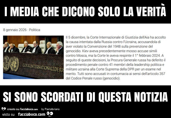 I media che dicono solo la verità si sono scordati di questa notizia