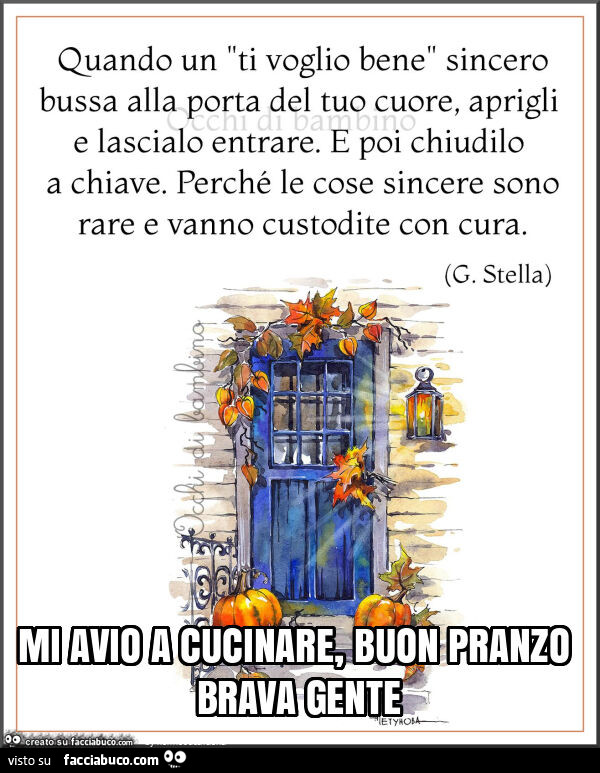 Mi avio a cucinare, buon pranzo brava gente