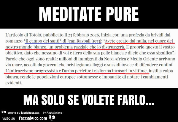Meditate pure ma solo se volete farlo