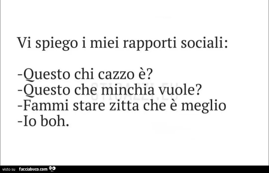 Vi spiego i miei rapporti sociali questo chi cazzo è questo che minchia vuole fammi stare zitta che è meglio io boh