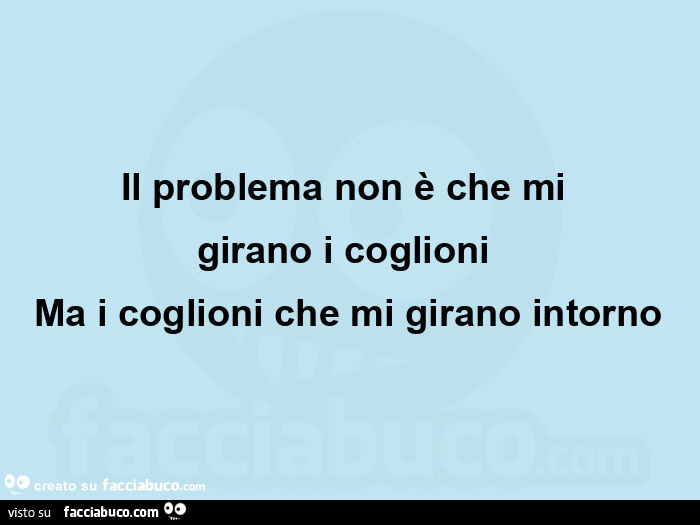 Il problema non è che mi  girano i coglioni  ma i coglioni che mi girano intorno