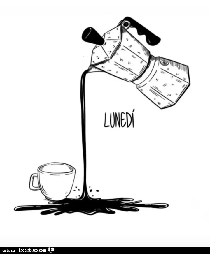 Caffè versato fuori dalla tazzina. Lunedì