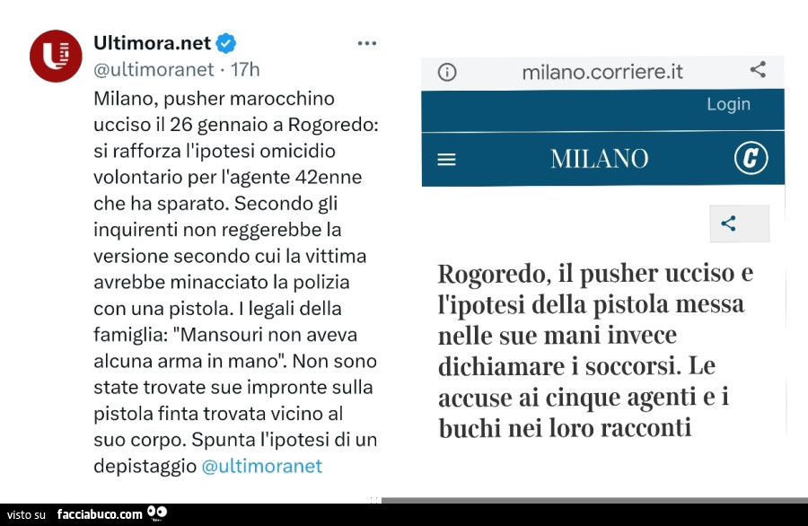 Pusher marocchino ucciso il 26 gennaio a rogoredo: si rafforza l'ipotesi omicidio volontario per l'agente 42enne che ha sparato
