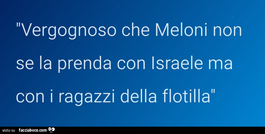 Vergognoso che meloni non se la prenda con israele ma con i ragazzi della flotilla