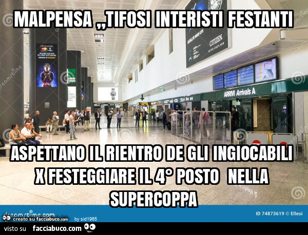 Malpensa, tifosi interisti festanti aspettano il rientro de gli ingiocabili x festeggiare il 4° posto nella supercoppa
