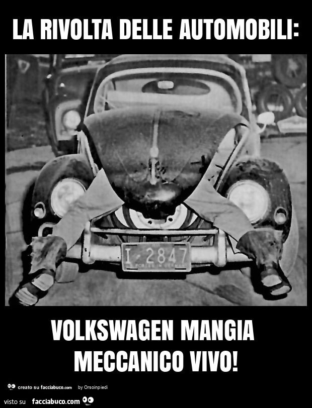 La rivolta delle automobili: volkswagen mangia meccanico vivo