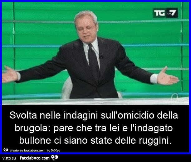 Svolta nelle indagini sull'omicidio della brugola: pare che tra lei e l'indagato bullone ci siano state delle ruggini