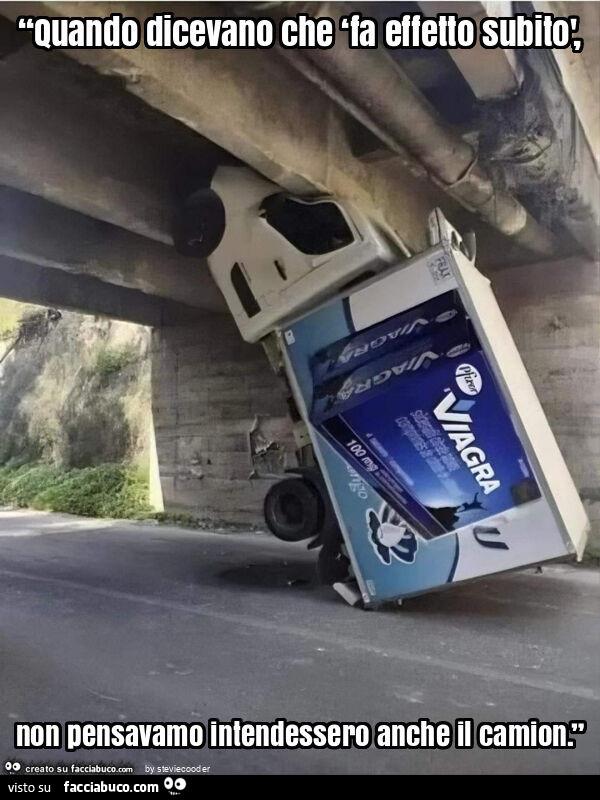 “quando dicevano che ‘fa effetto subitò, non pensavamo intendessero anche il camion. ”