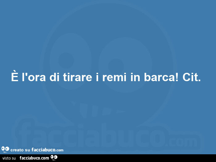 È l'ora di tirare i remi in barca!  Cit.  