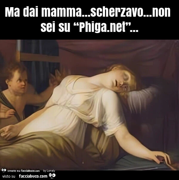 Ma dai mamma&hellip; scherzavo&hellip; non sei su “phiga. Net”&hellip;
